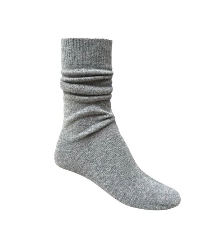 Cloud heather grey cashmere silk socks made by Ryan Roche
