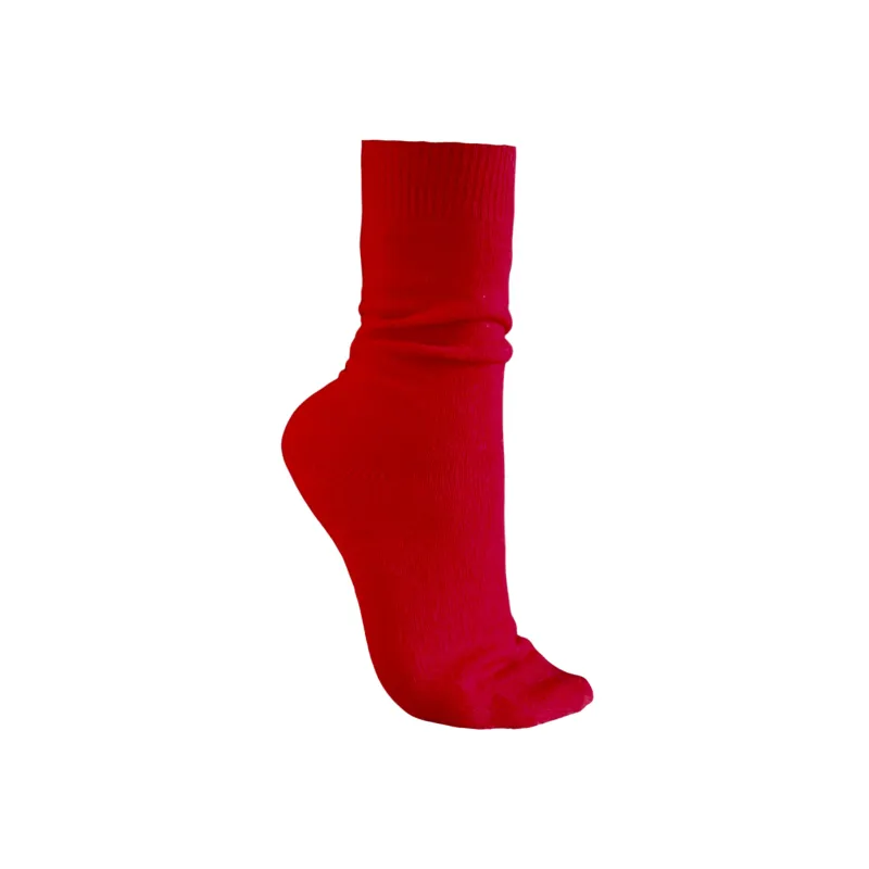 Red cashmere socks made by Ryan Roche