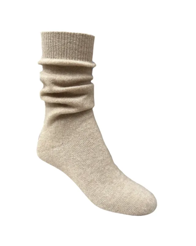 Cloud pale camel cashmere silk socks sold by Ryan Roche