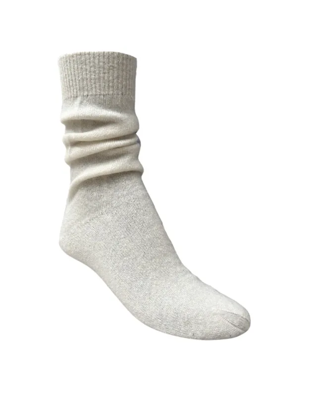 Cloud ivory cashmere silk socks made by Ryan Roche