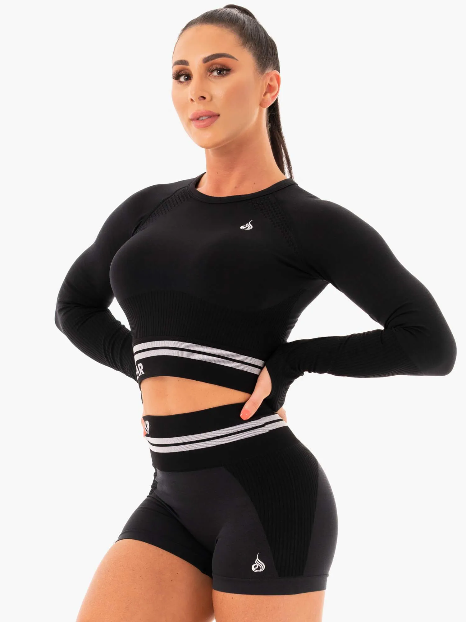 Freestyle Seamless Long Sleeve Crop - Black sold by Ryderwear product image thumbnail 3