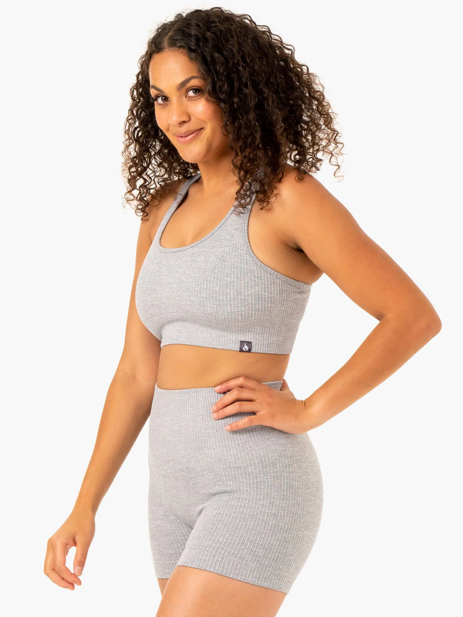 Rib Seamless Sports Bra - Light Grey Marl sold by Ryderwear product image thumbnail 3