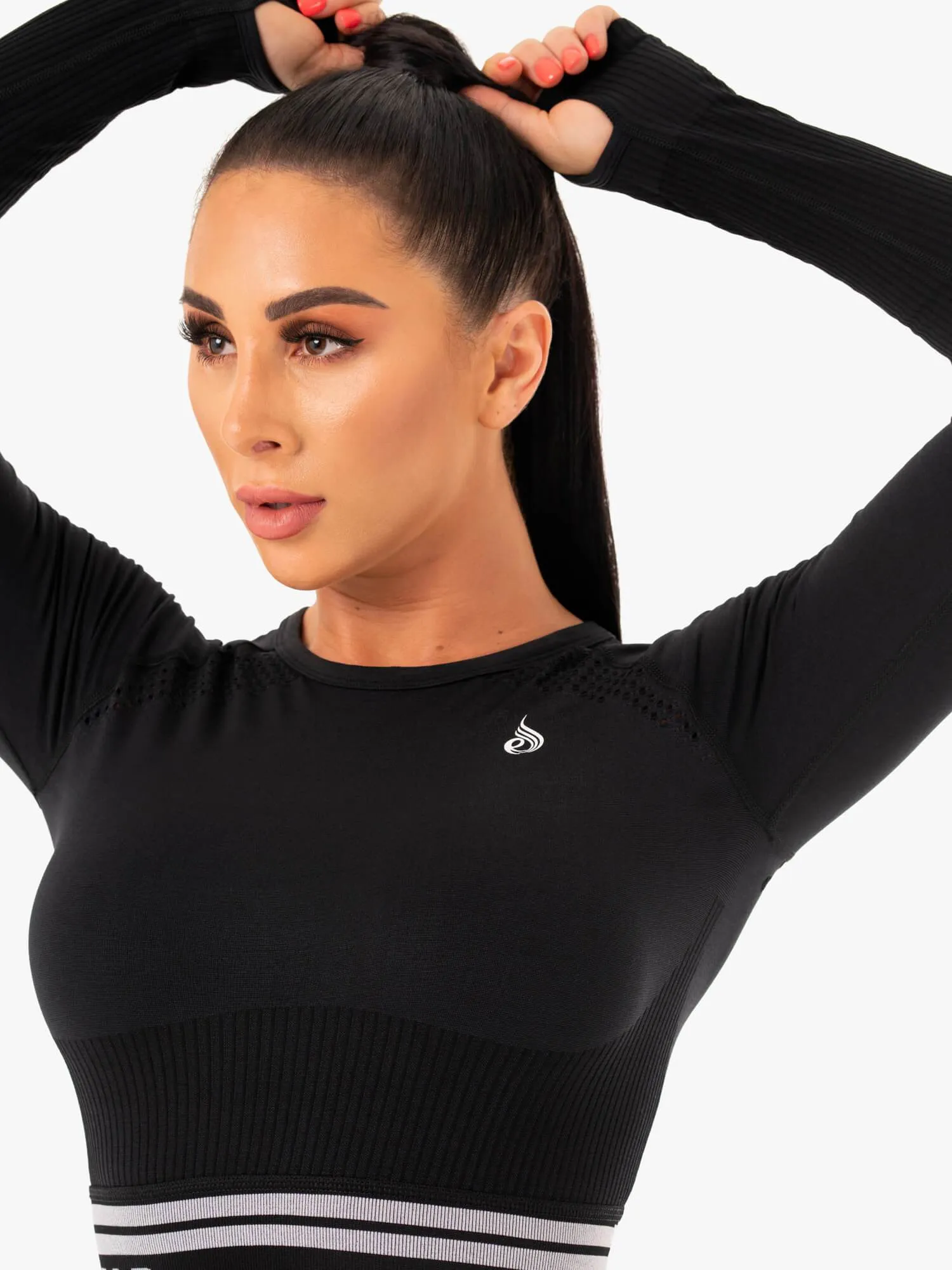 Freestyle Seamless Long Sleeve Crop - Black sold by Ryderwear product image thumbnail 5