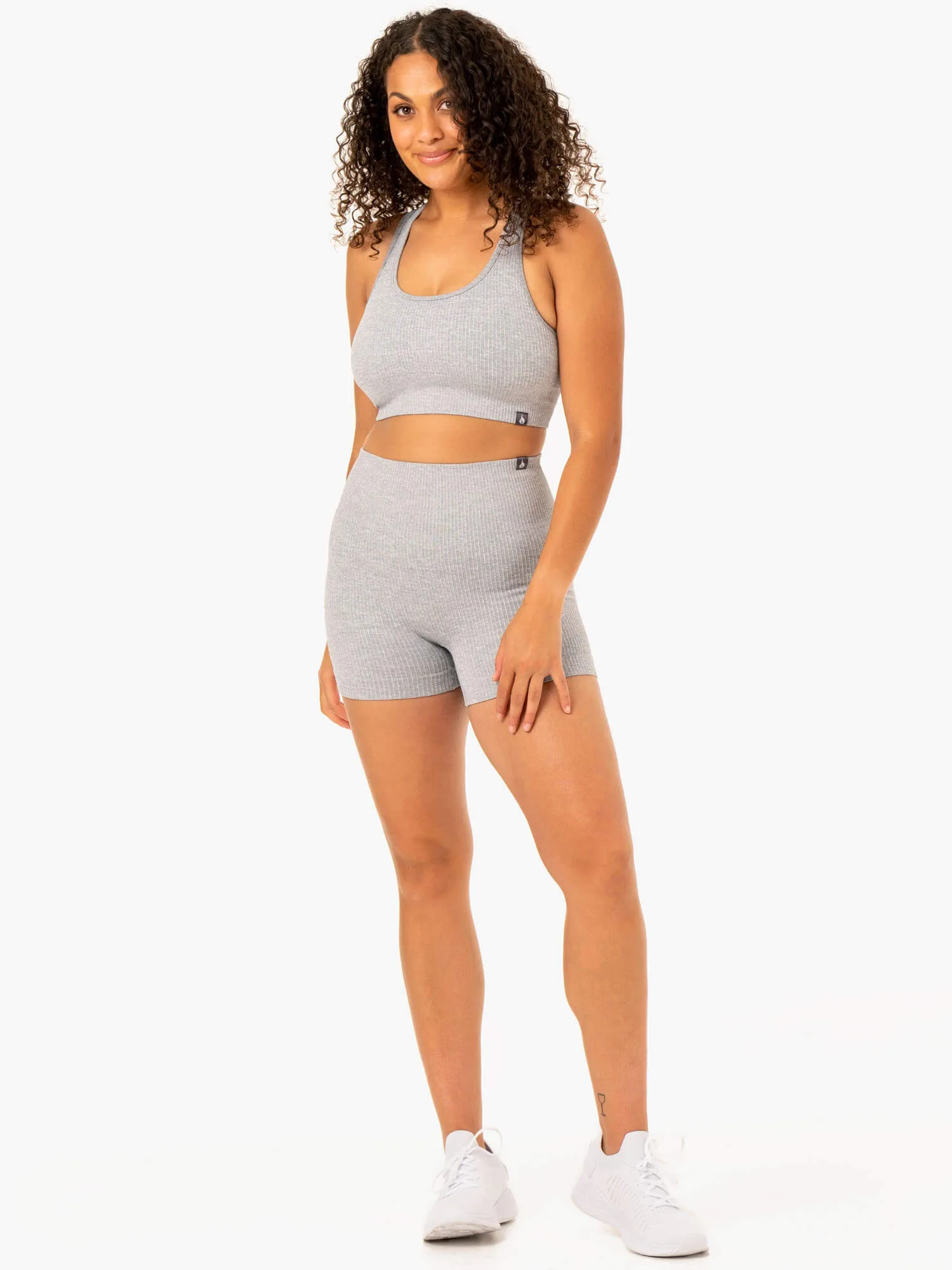 Rib Seamless Sports Bra - Light Grey Marl sold by Ryderwear product image thumbnail 4