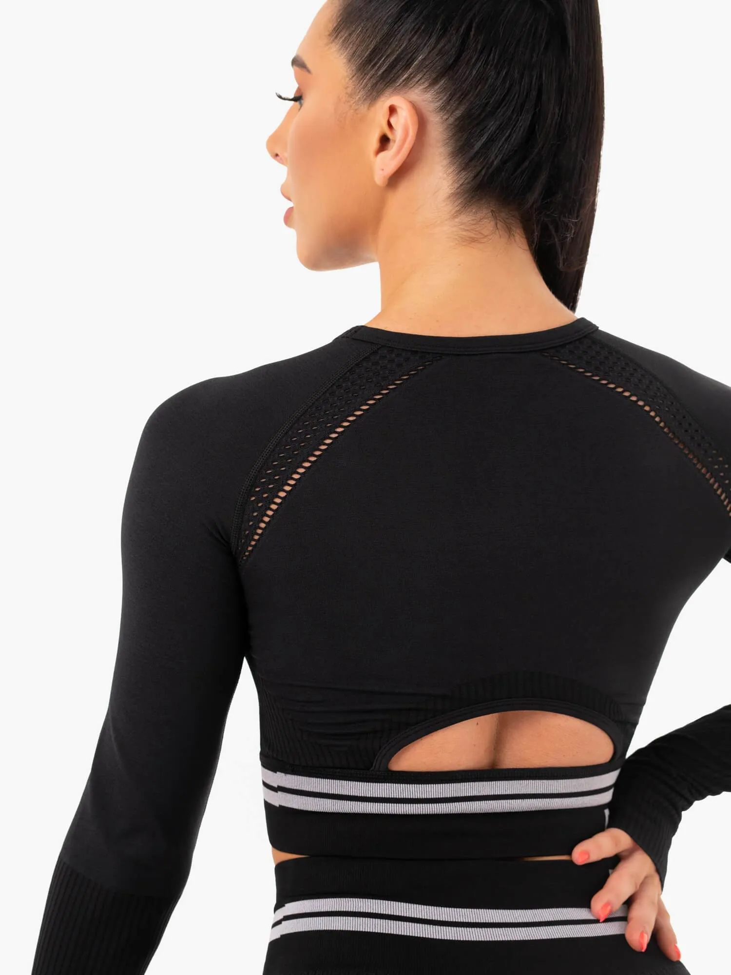 Freestyle Seamless Long Sleeve Crop - Black sold by Ryderwear product image thumbnail 4