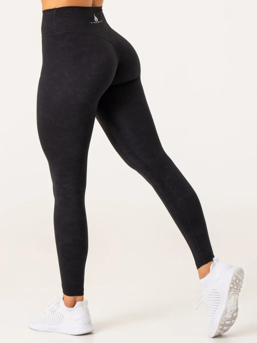 NKD Stonewash High Waisted Leggings - Black Stonewash | Parallel