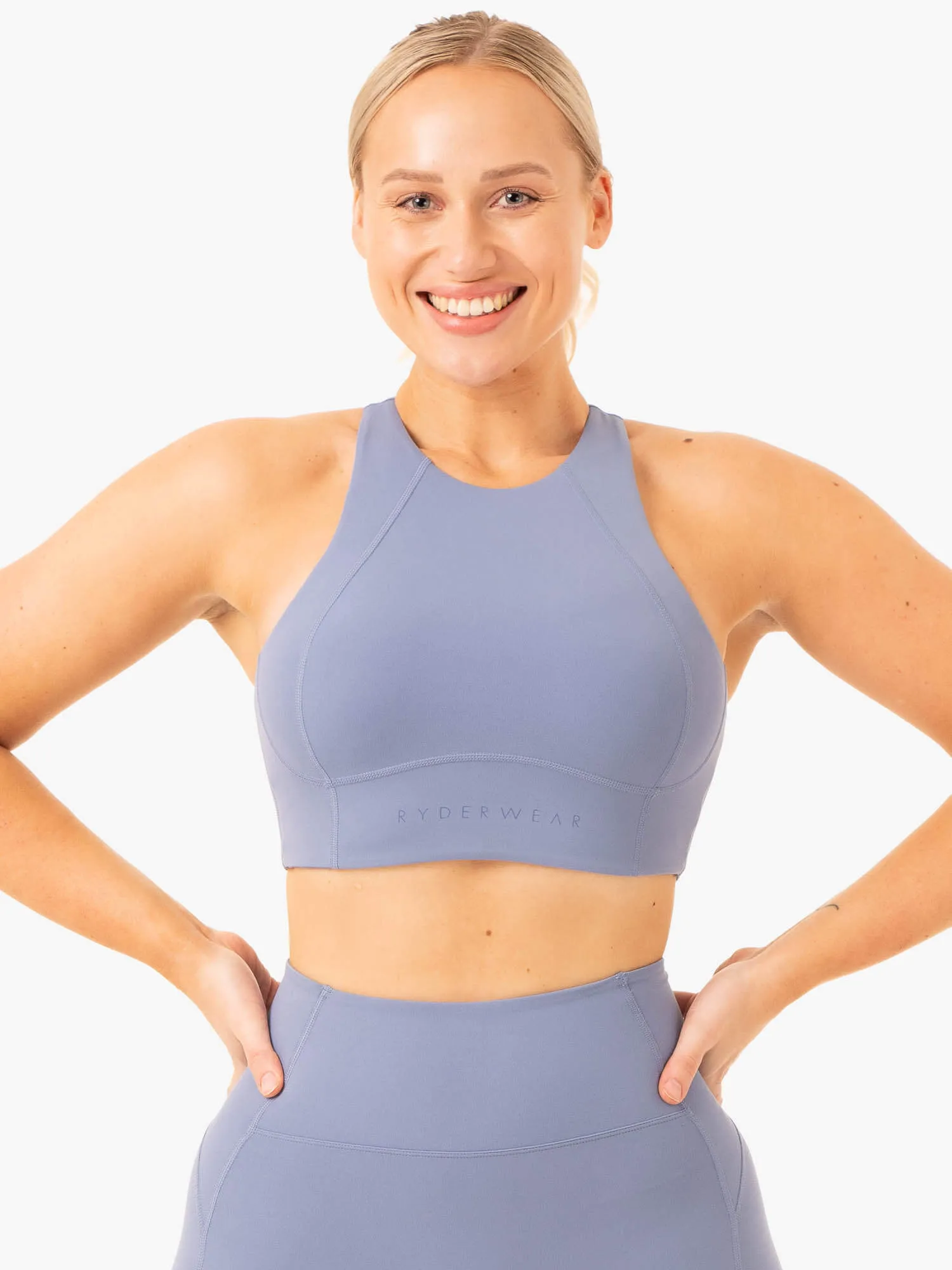NKD Frame Long Line Sports Bra - Stonewash Blue sold by Ryderwear product image thumbnail 2