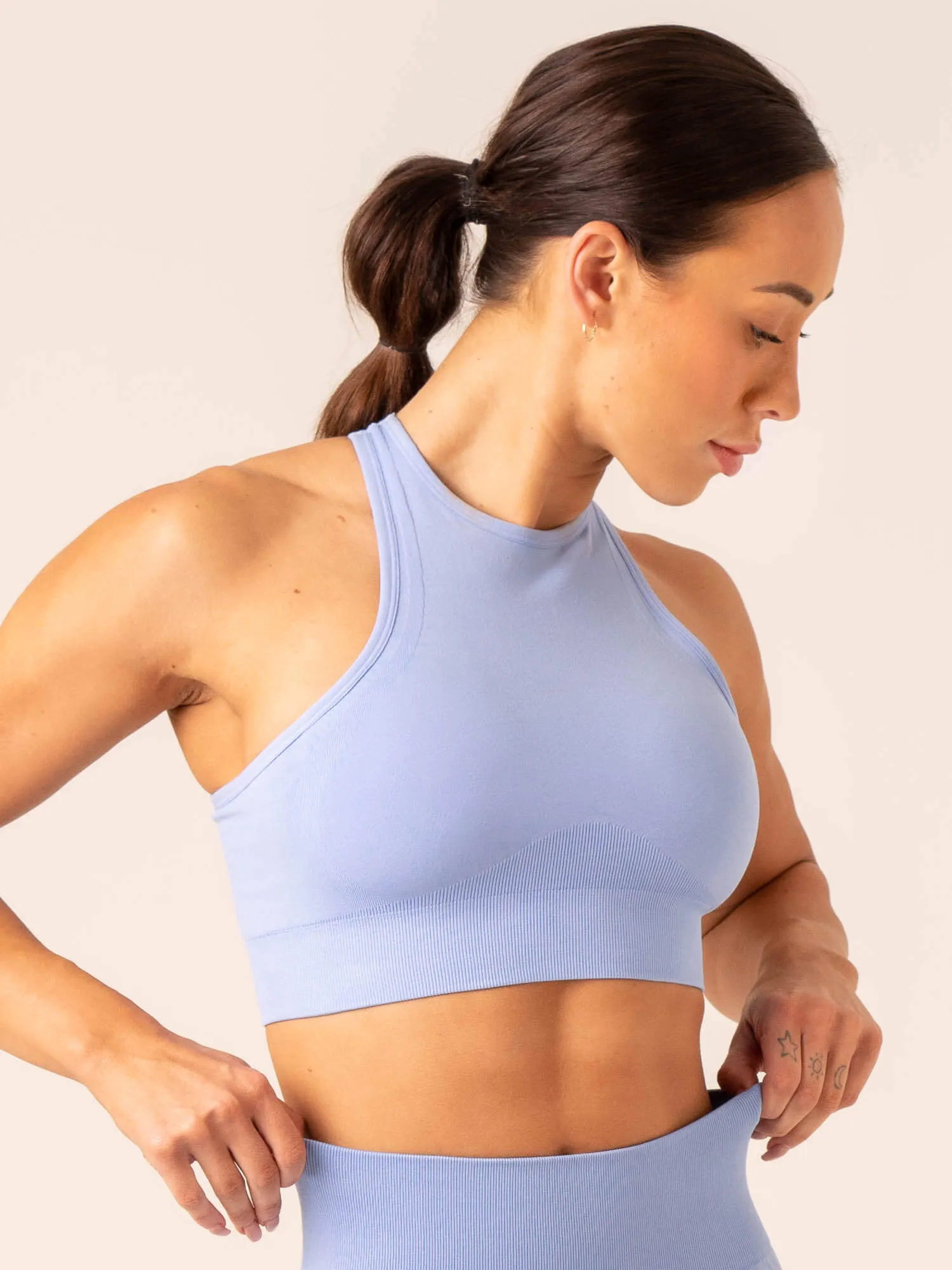 Lift Seamless High Neck Sports Bra - Cornflower Blue sold by Ryderwear product image thumbnail 4