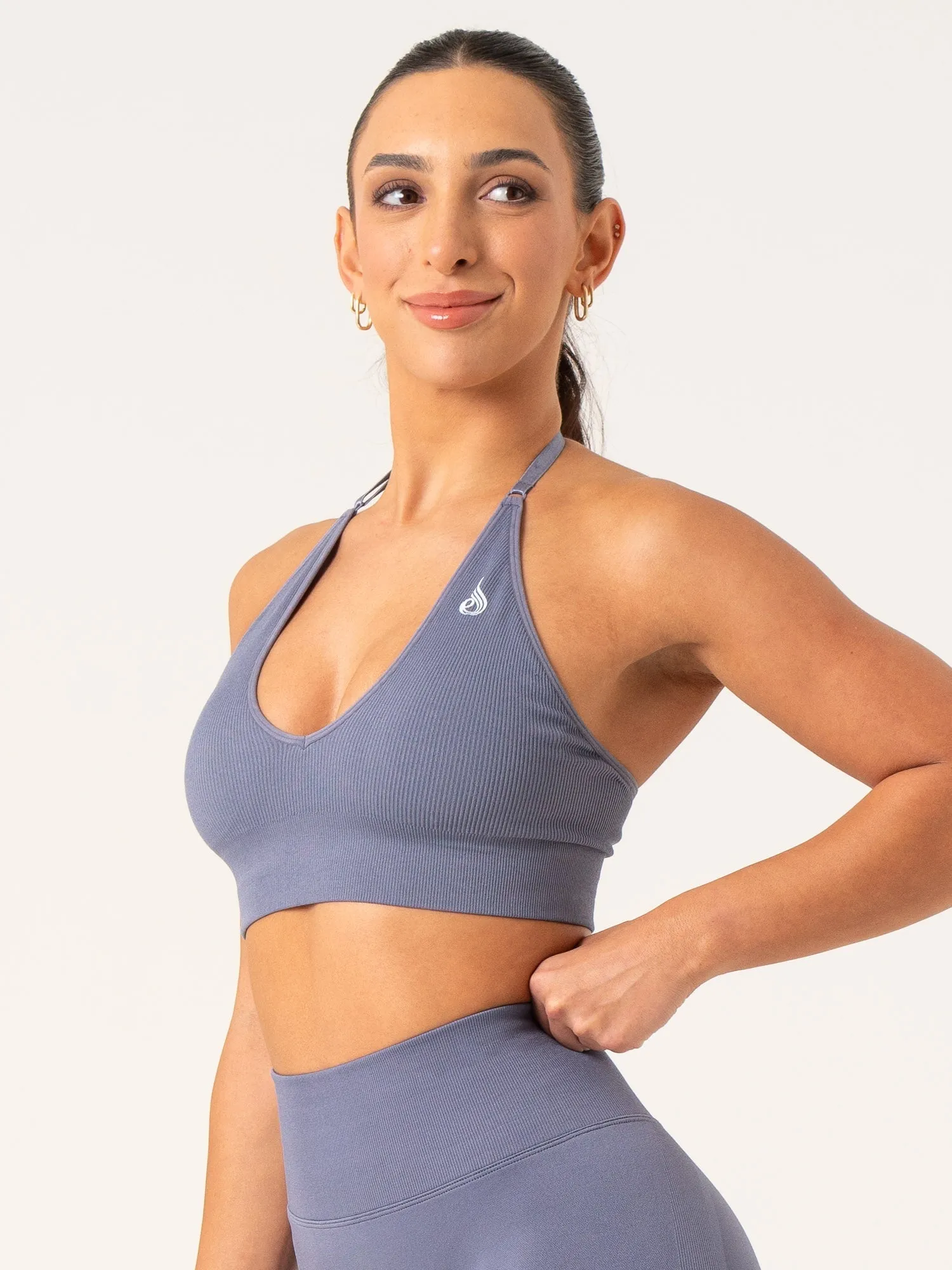 Lift Rib Seamless Halter Sports Bra - Slate Blue sold by Ryderwear product image thumbnail 3