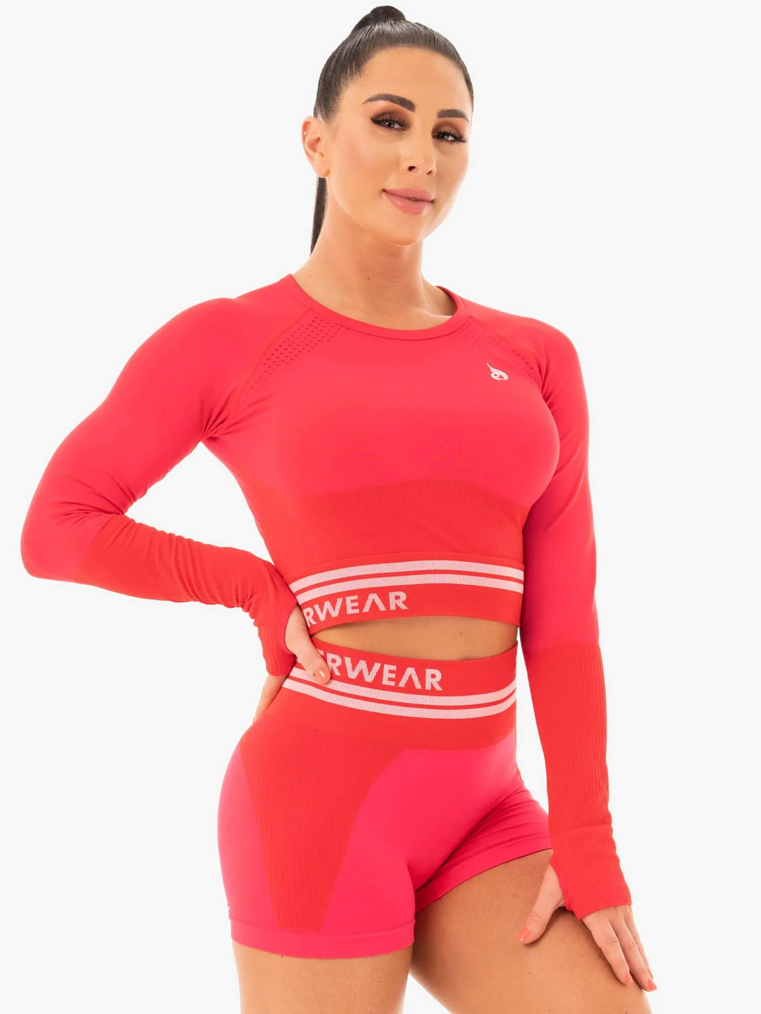 Freestyle Seamless Long Sleeve Crop - Red sold by Ryderwear product image thumbnail 5