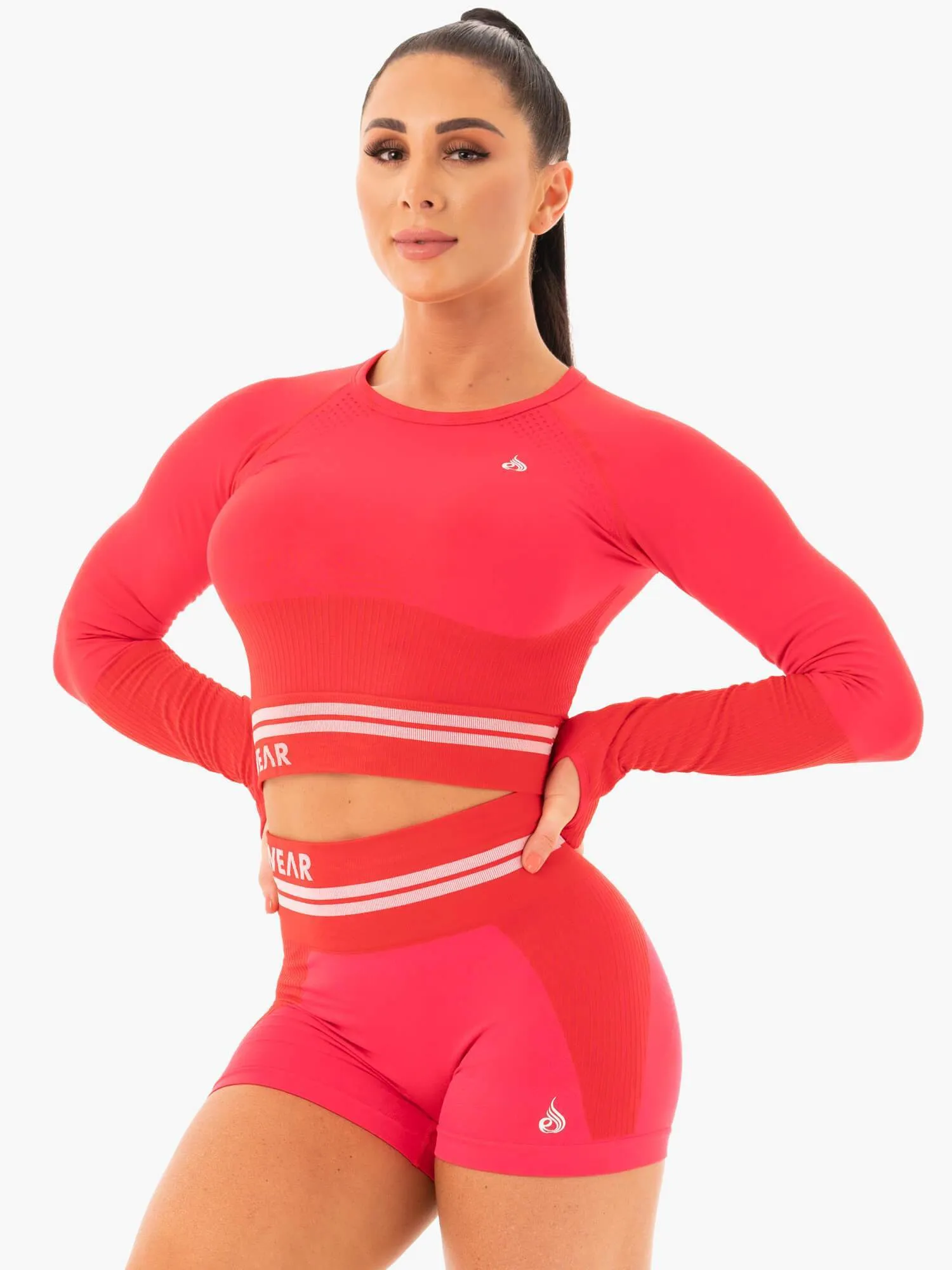 Freestyle Seamless Long Sleeve Crop - Red sold by Ryderwear product image thumbnail 3