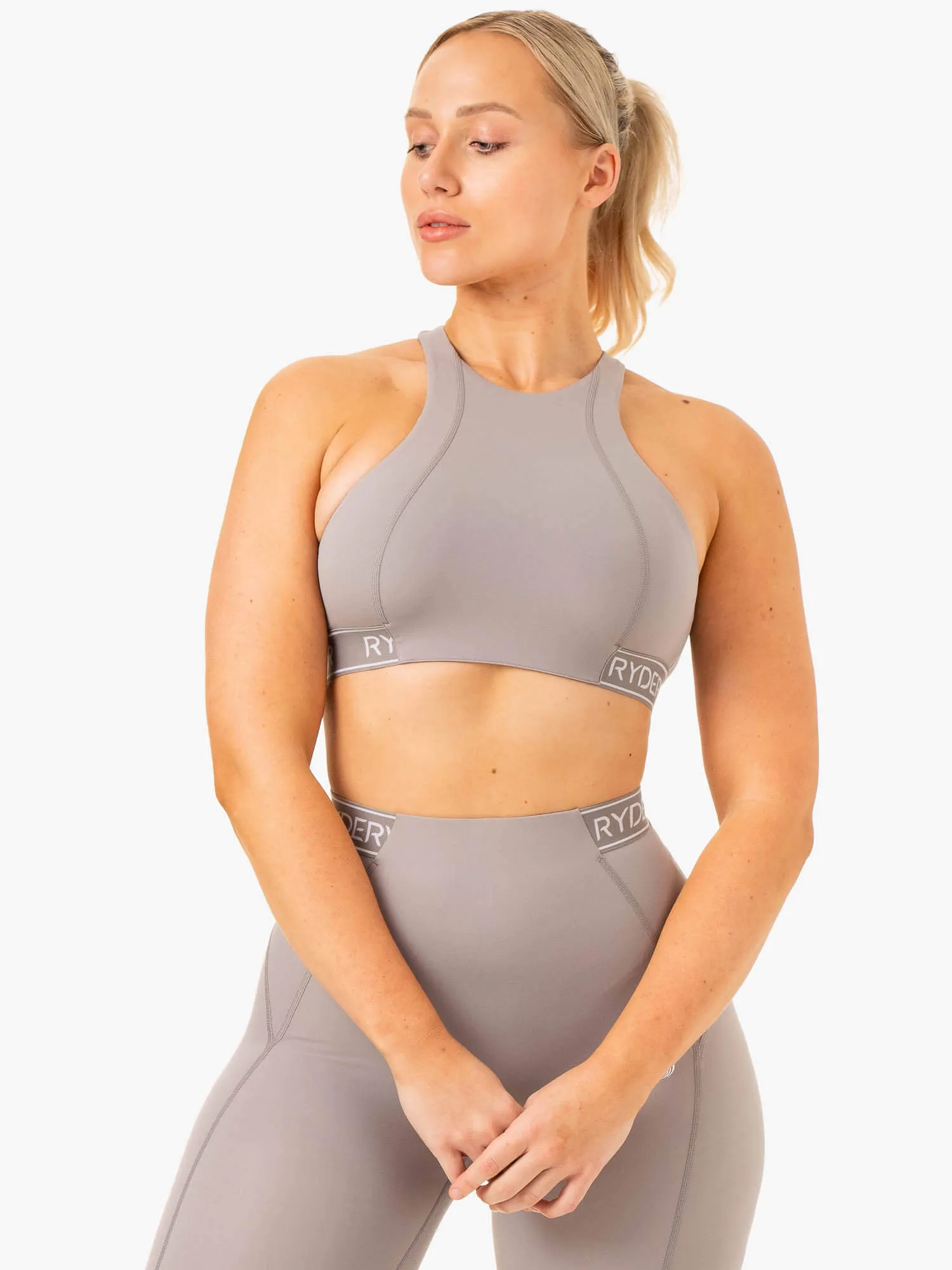 Level Up High Impact Sports Bra - Steel Grey sold by Ryderwear