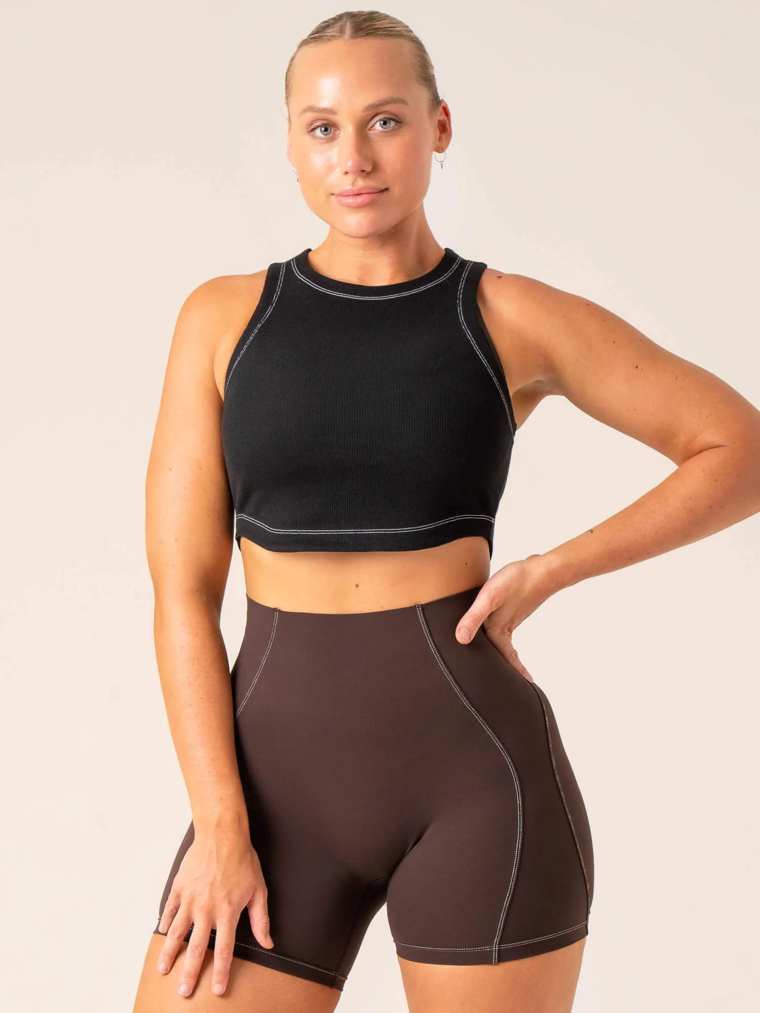 Stride Rib Tank - Black sold by Ryderwear