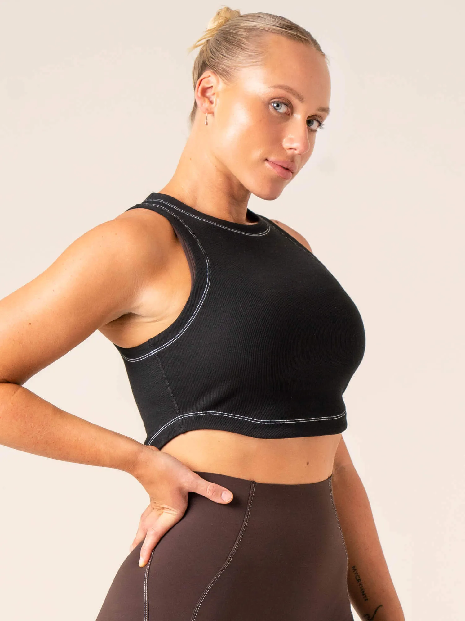 Stride Rib Tank - Black sold by Ryderwear product image thumbnail 3