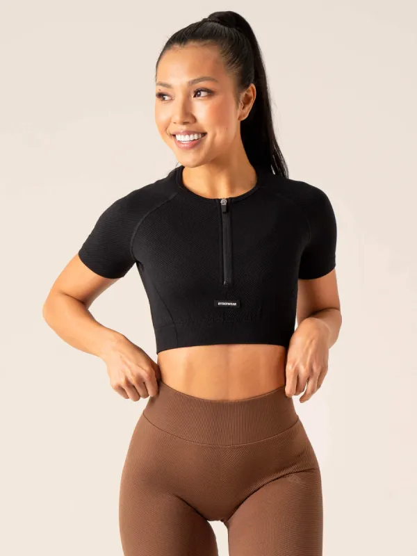 Circuit Rib Seamless T-Shirt - Black sold by Ryderwear