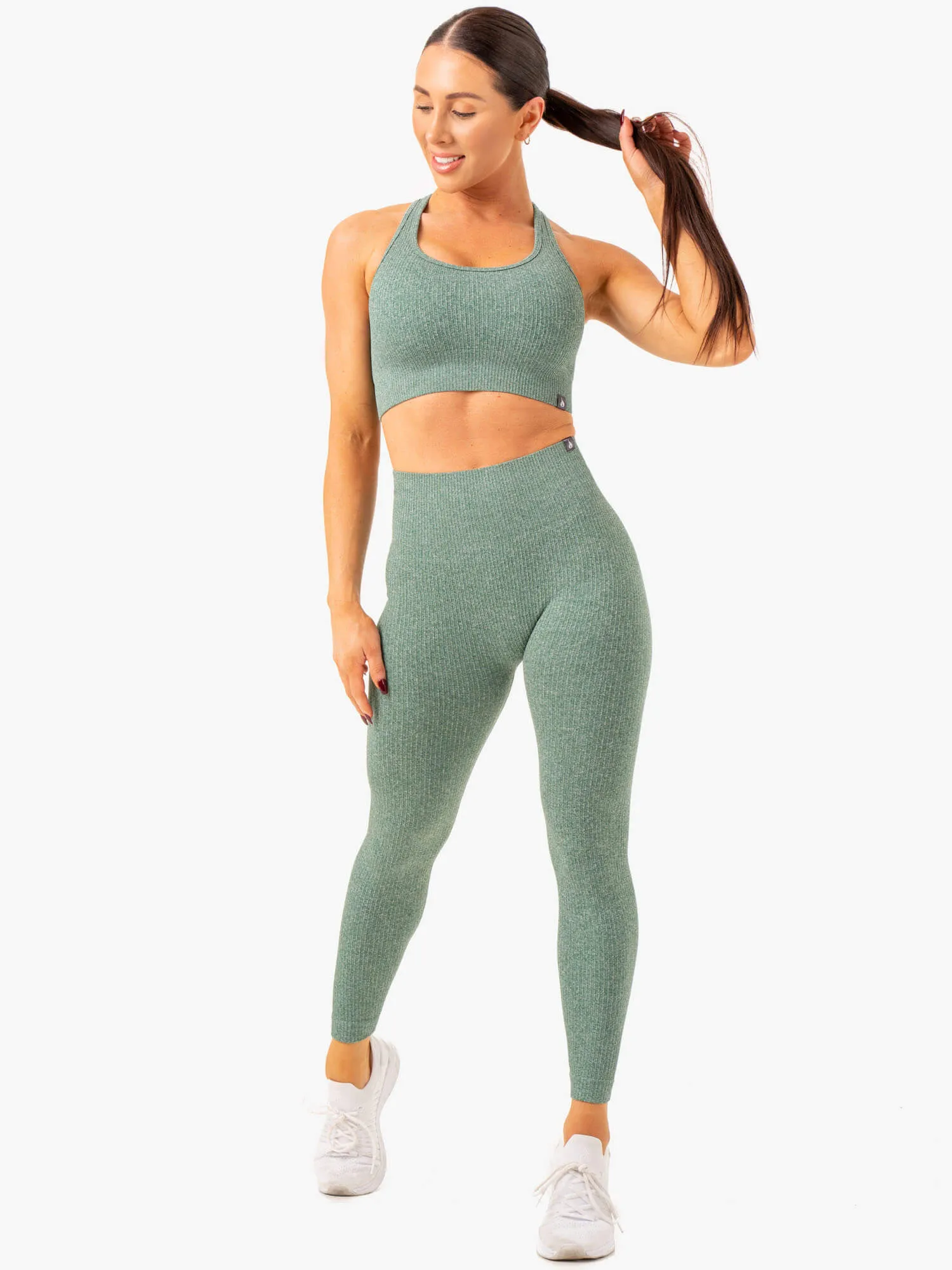 Rib Seamless Sports Bra - Green Marl sold by Ryderwear product image thumbnail 5