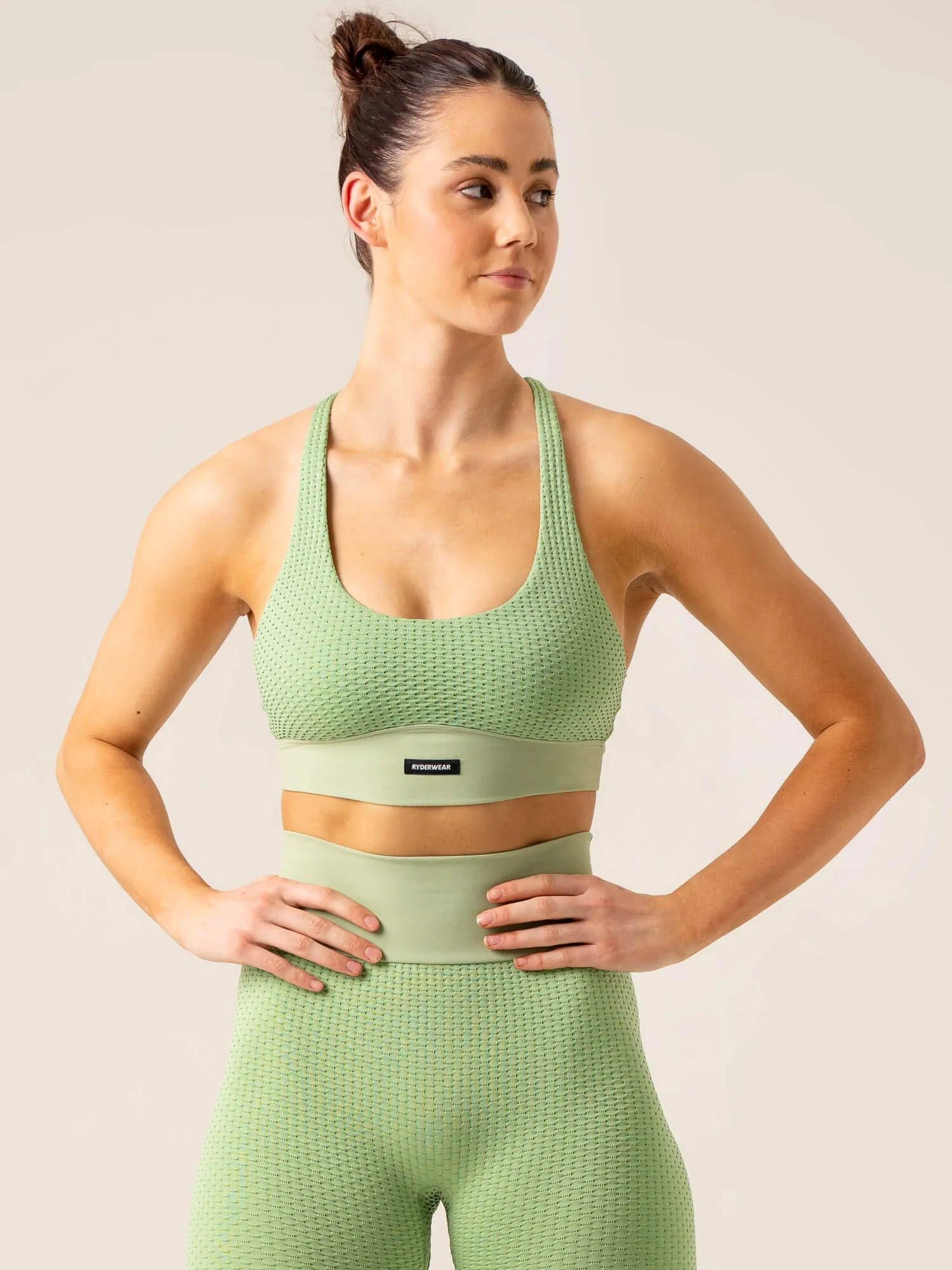 Honeycomb Seamless Sports Bra - Sage sold by Ryderwear product image thumbnail 4