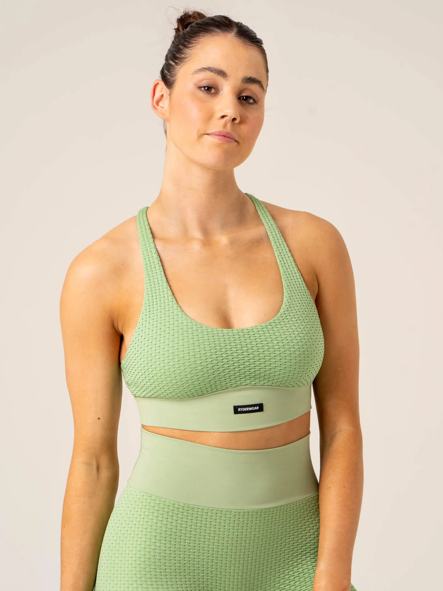 Honeycomb Seamless Sports Bra - Sage sold by Ryderwear product image thumbnail 2