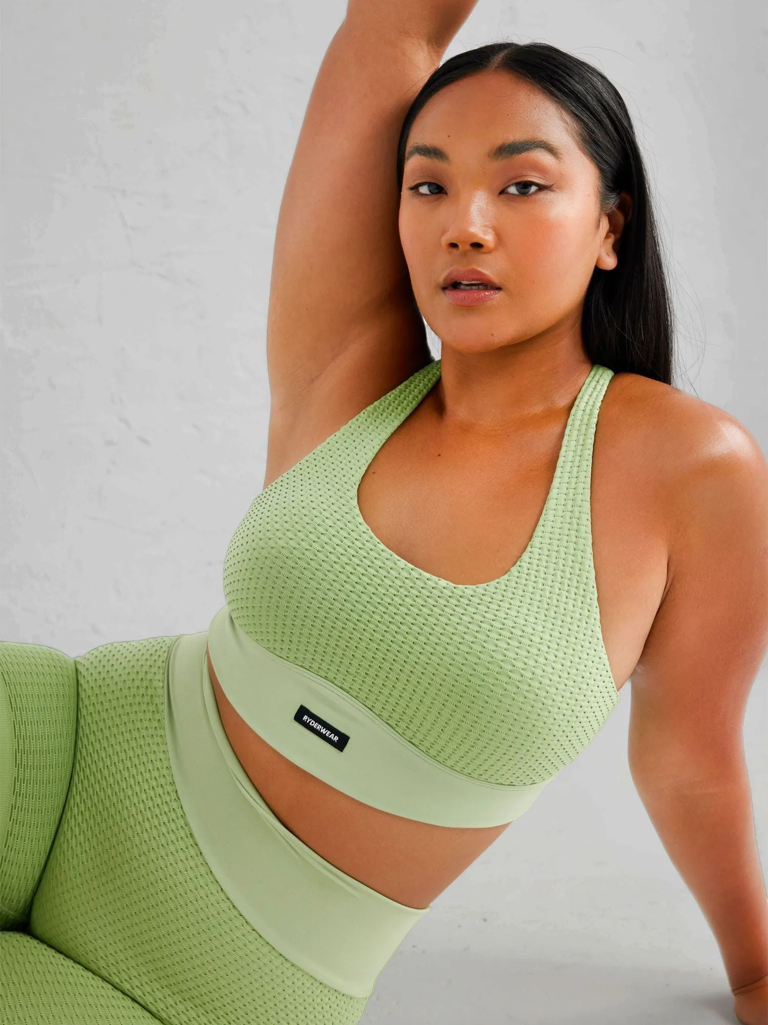 Honeycomb Seamless Sports Bra - Sage sold by Ryderwear