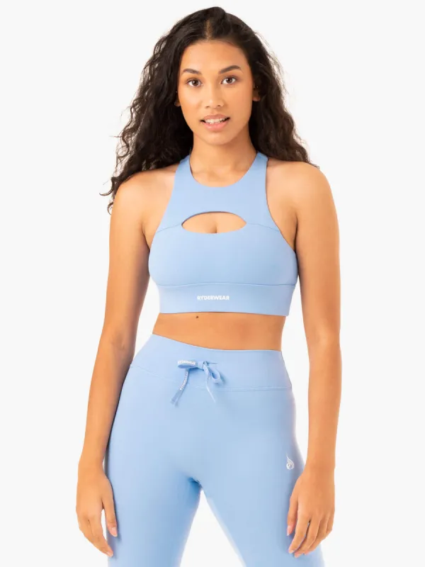 Replay Cut Out Sports Bra - Sky Blue sold by Ryderwear