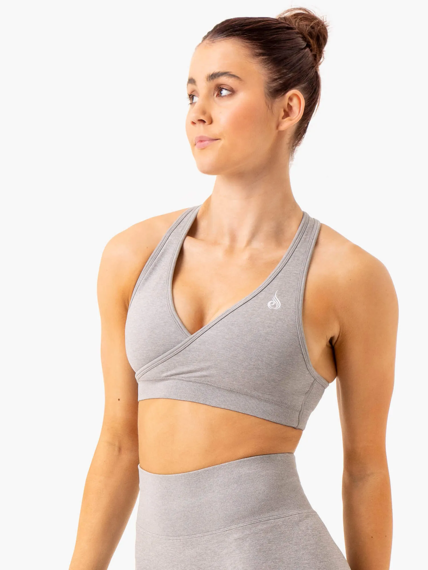 Essential Seamless Cross Over Sports Bra - Light Grey Marl sold by Ryderwear product image thumbnail 3