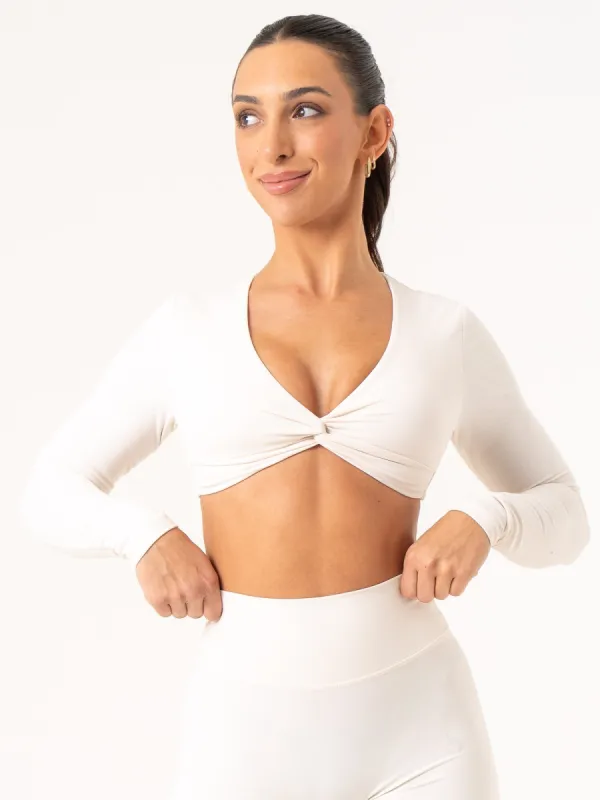 NKD Knot Long Sleeve Top - Off White sold by Ryderwear