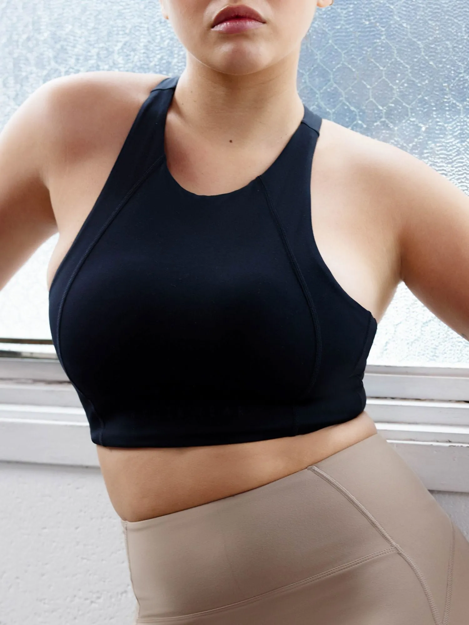 NKD Frame Long Line Sports Bra - Black sold by Ryderwear