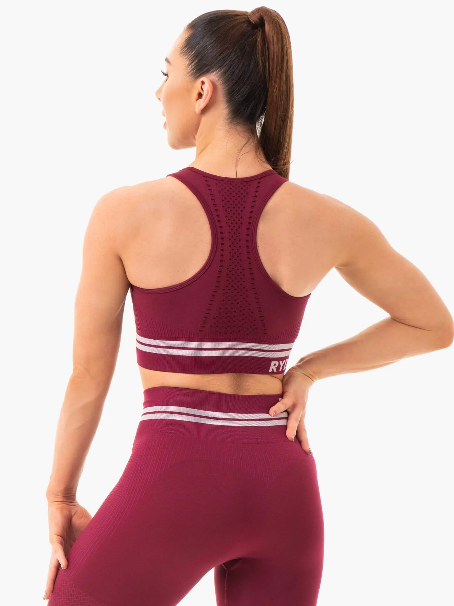 Freestyle Seamless Longline Sports Bra - Burgundy sold by Ryderwear product image thumbnail 2