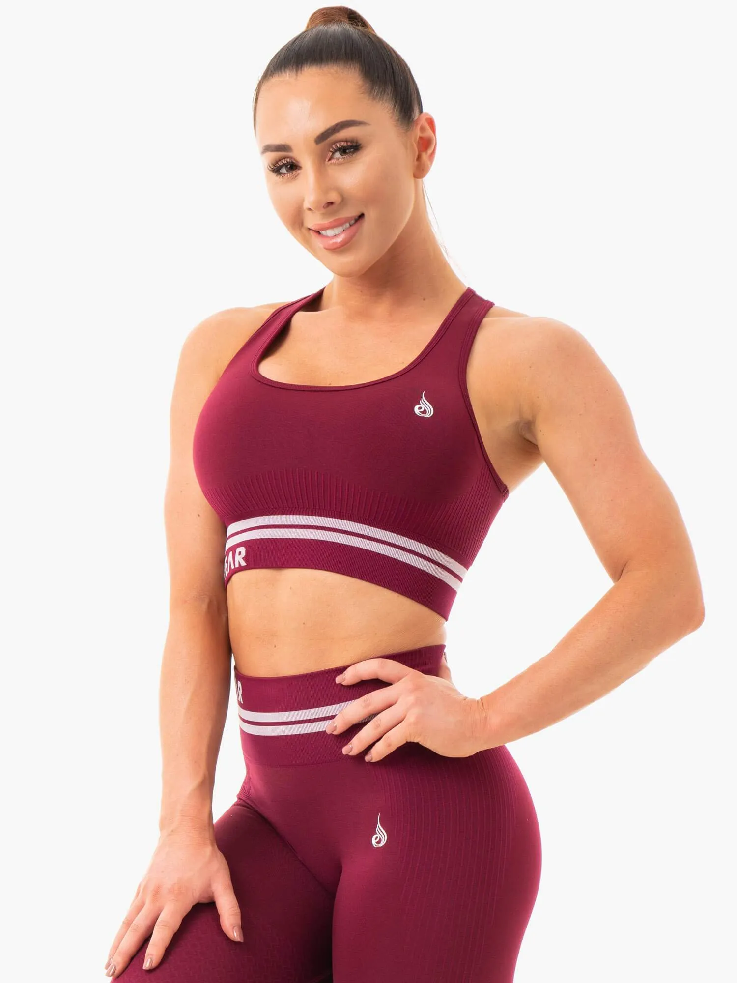 Freestyle Seamless Longline Sports Bra - Burgundy sold by Ryderwear