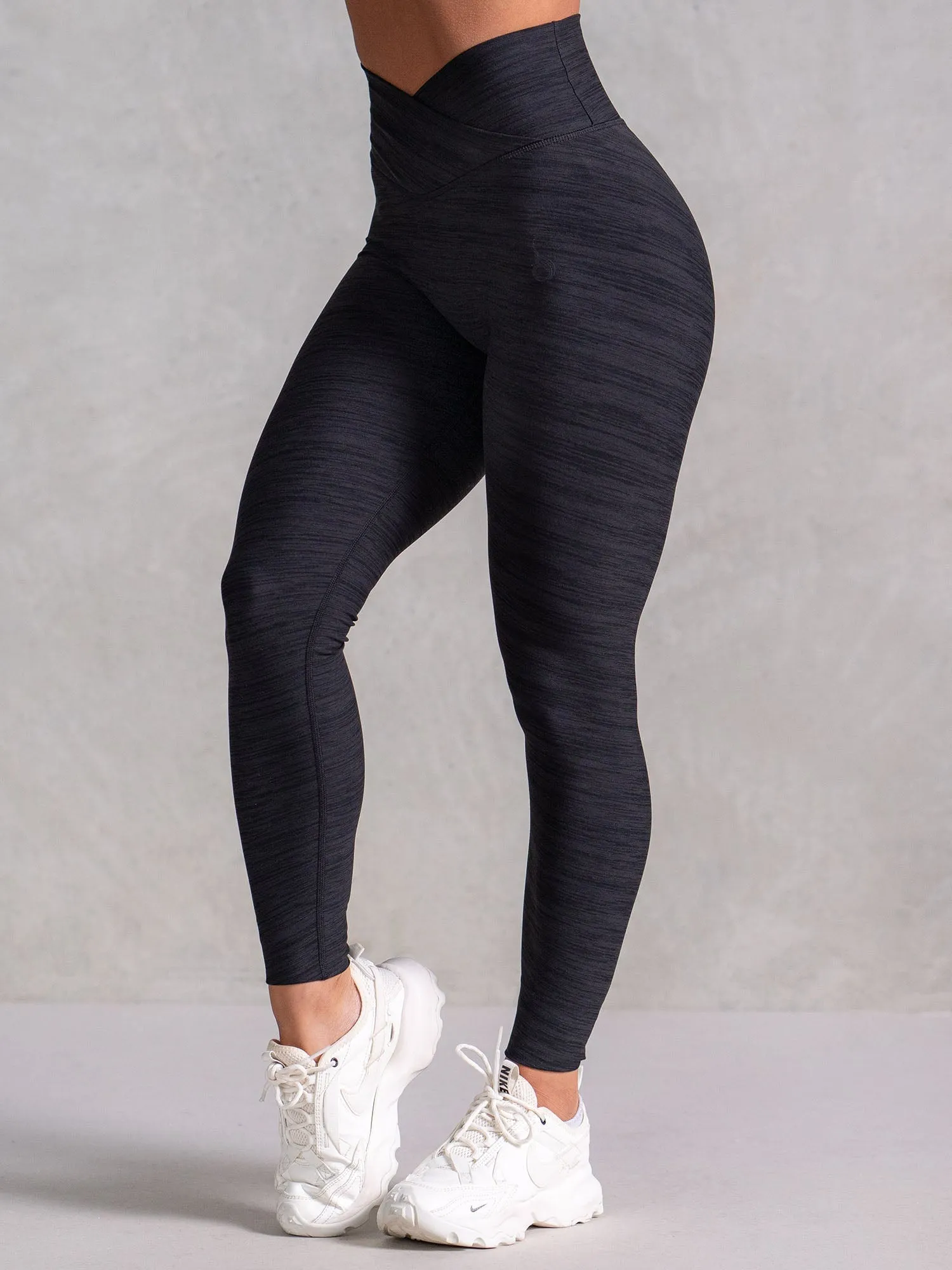 Icon Cross Over Scrunch Leggings - Black Marl sold by Ryderwear product image thumbnail 3