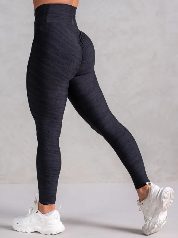 Icon Cross Over Scrunch Leggings - Black Marl sold by Ryderwear