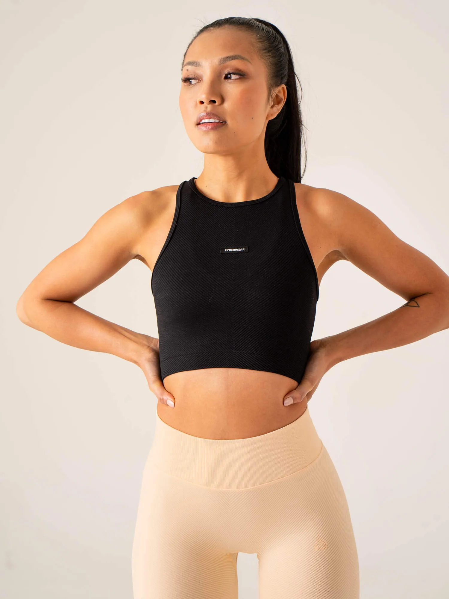 Circuit Rib Seamless Tank - Black sold by Ryderwear