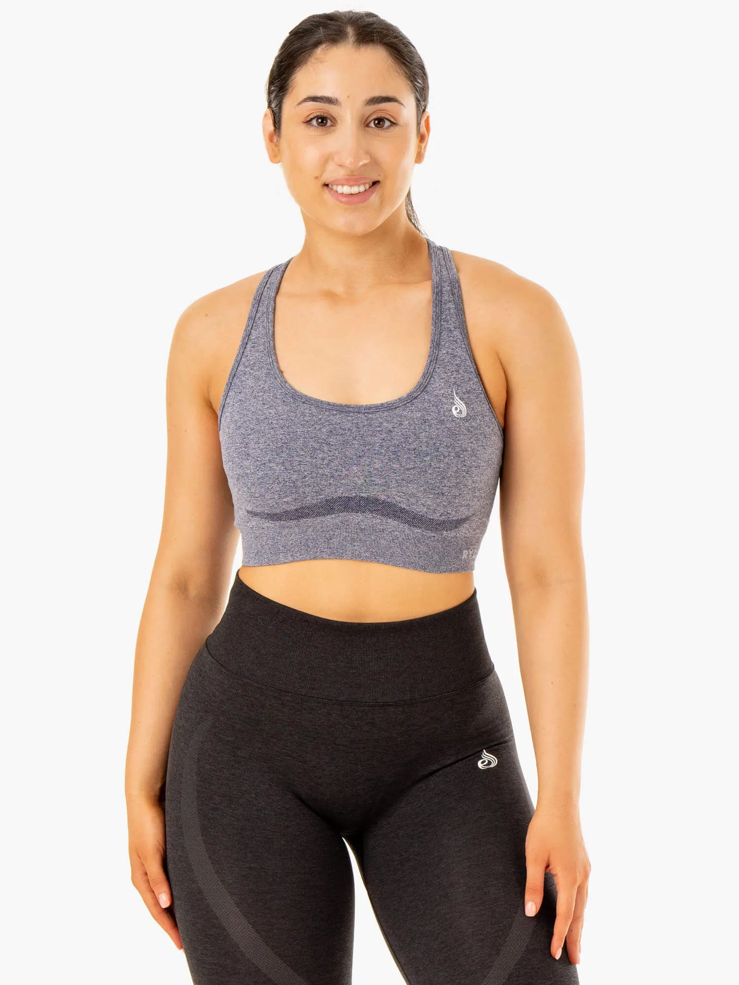 Staples Seamless Racer Back Sports Bra - Navy Marl sold by Ryderwear