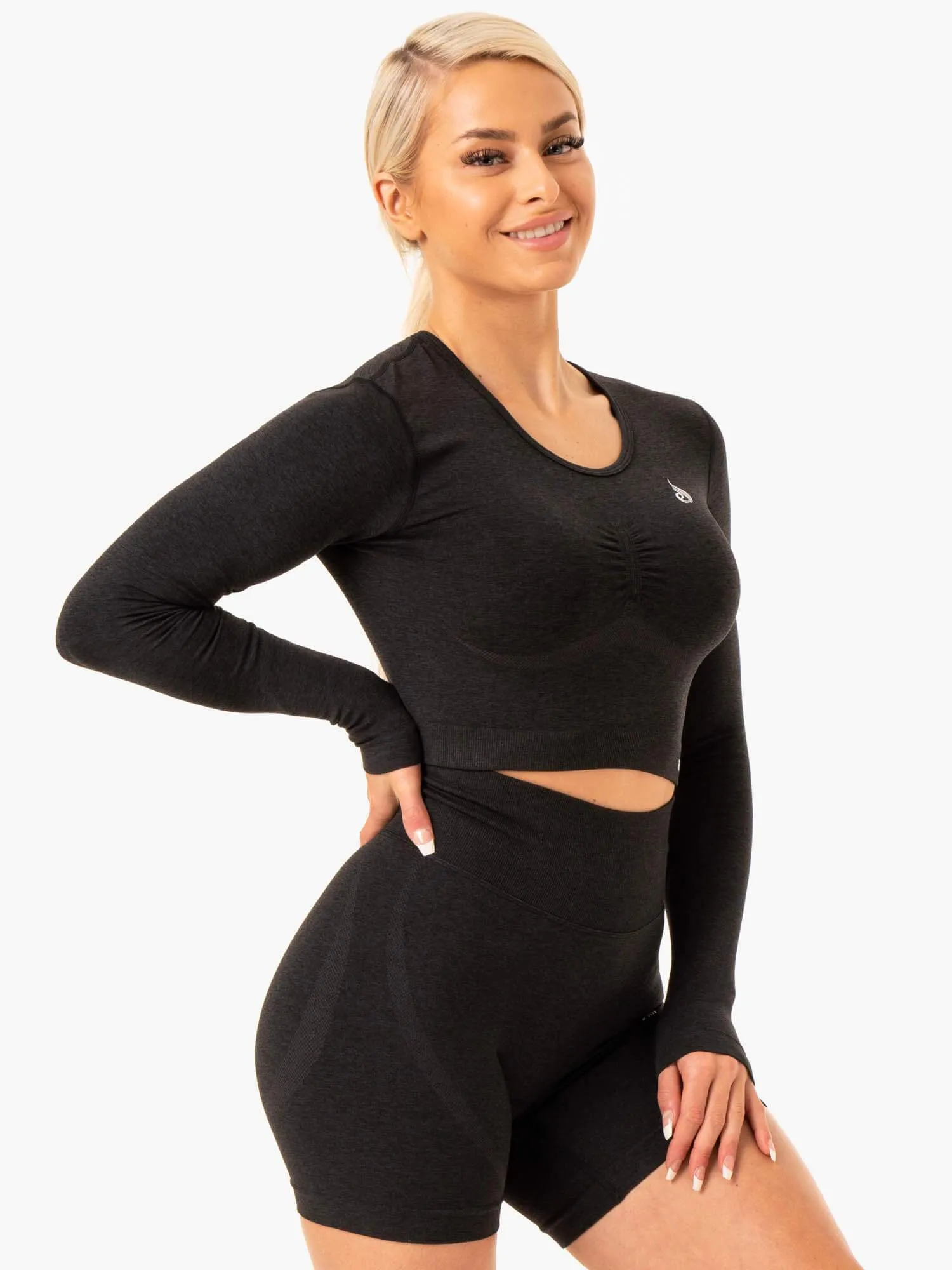 Sculpt Seamless Long Sleeve Top - Black Marl sold by Ryderwear product image thumbnail 3