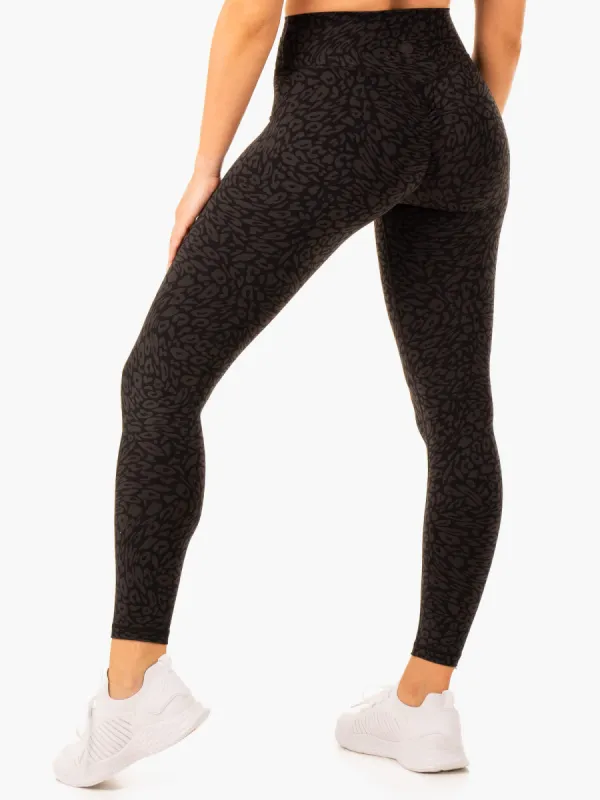 Rotation High Waisted Scrunch Leggings - Black Leopard sold by Ryderwear