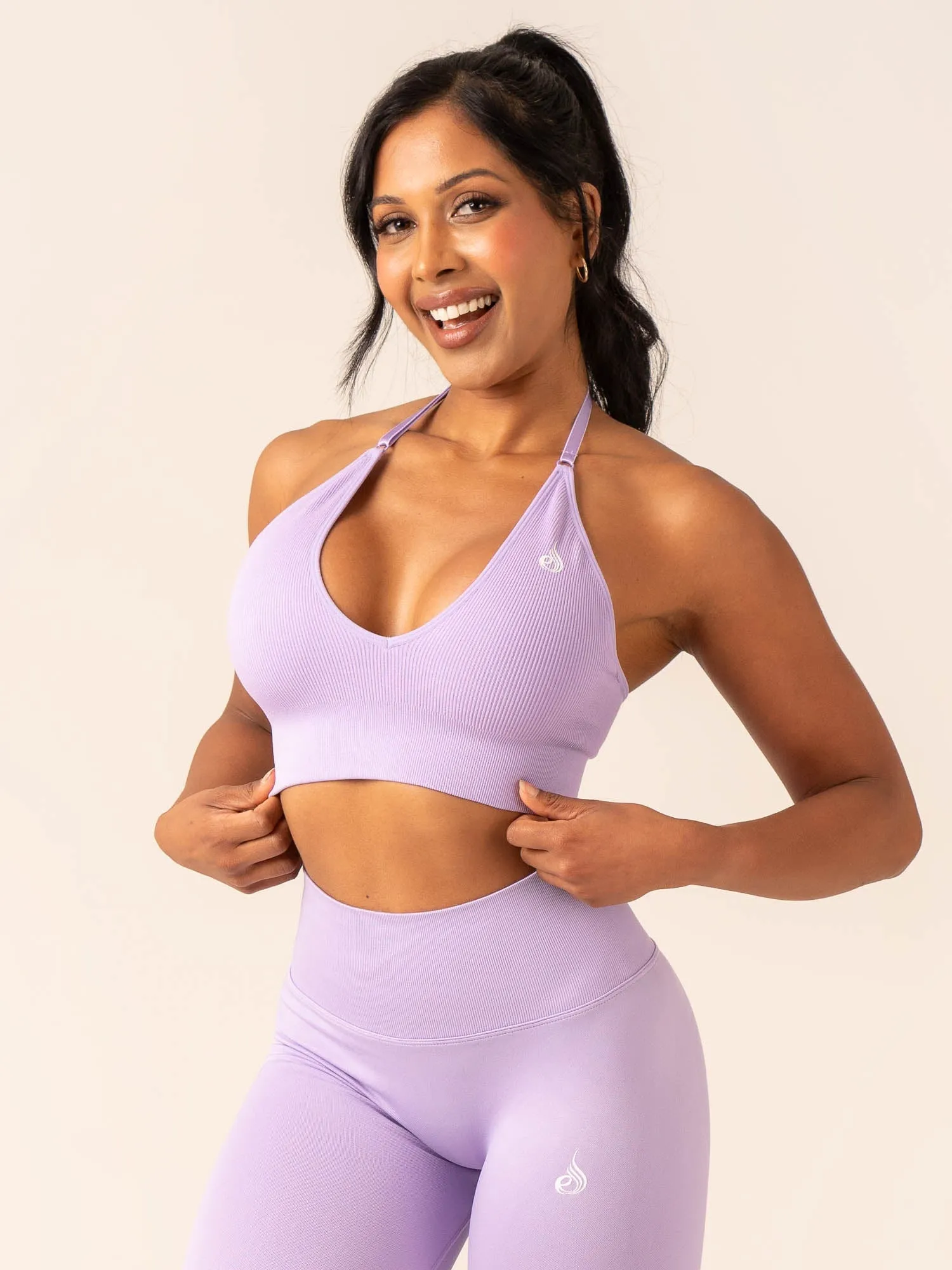 Lift Rib Seamless Halter Sports Bra - Lavender sold by Ryderwear product image thumbnail 3