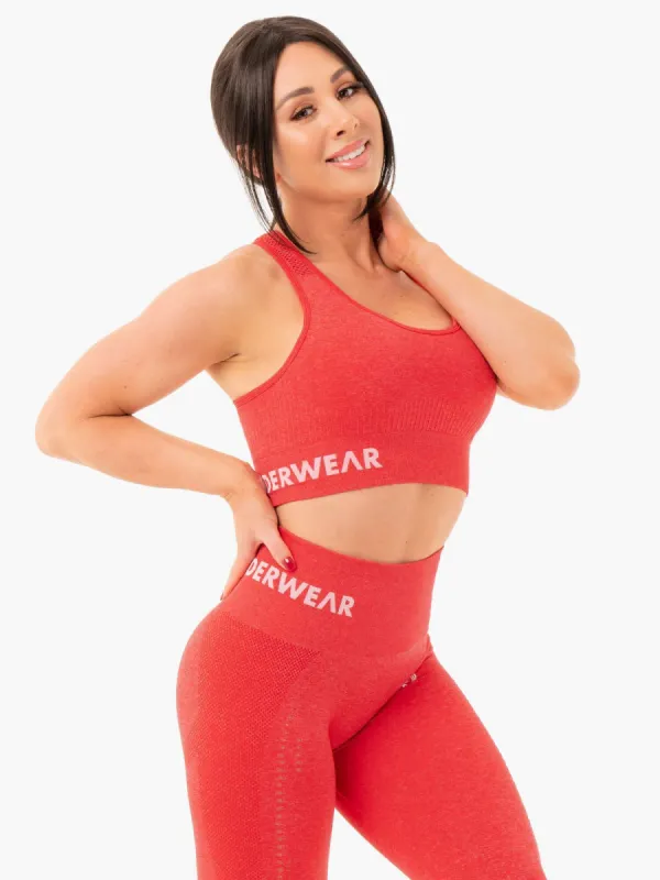 Seamless Staples Sports Bra - Red Marl sold by Ryderwear