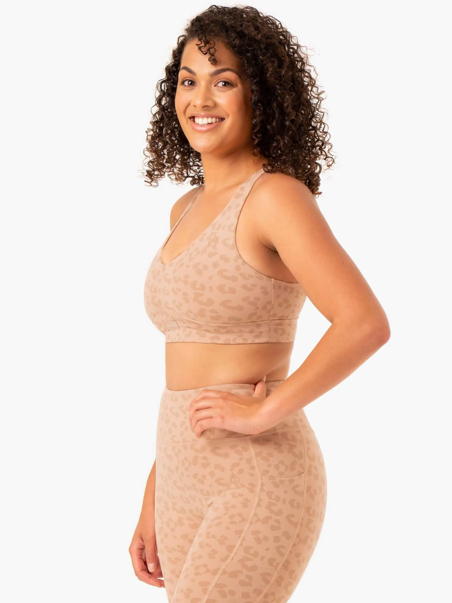Ultra V-Neck Sports Bra - Tan Leopard sold by Ryderwear product image thumbnail 3
