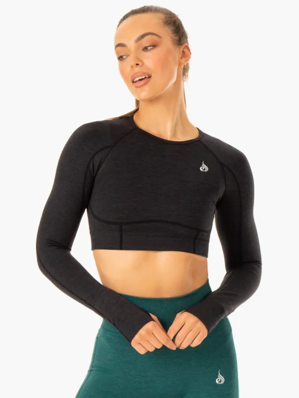 Enhance Seamless Long Sleeve Top - Black sold by Ryderwear