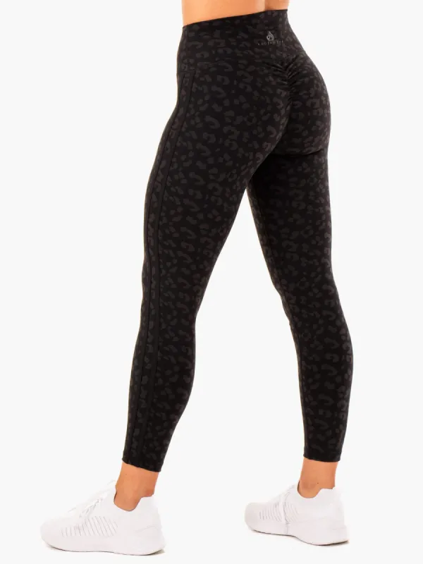 Evolution High Waisted Scrunch Leggings - Black Leopard sold by Ryderwear