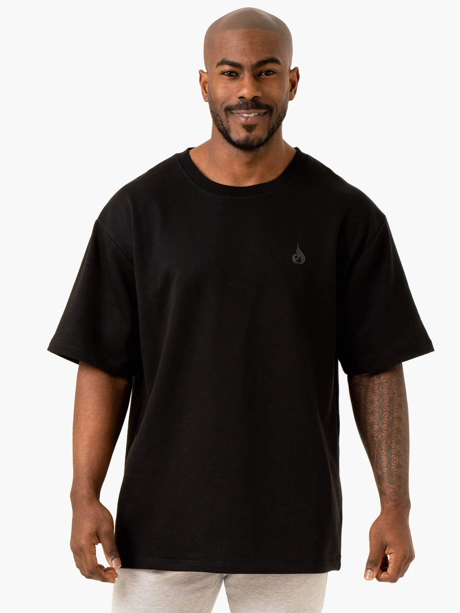 Throwback Oversized Fleece T-Shirt - Black sold by Ryderwear