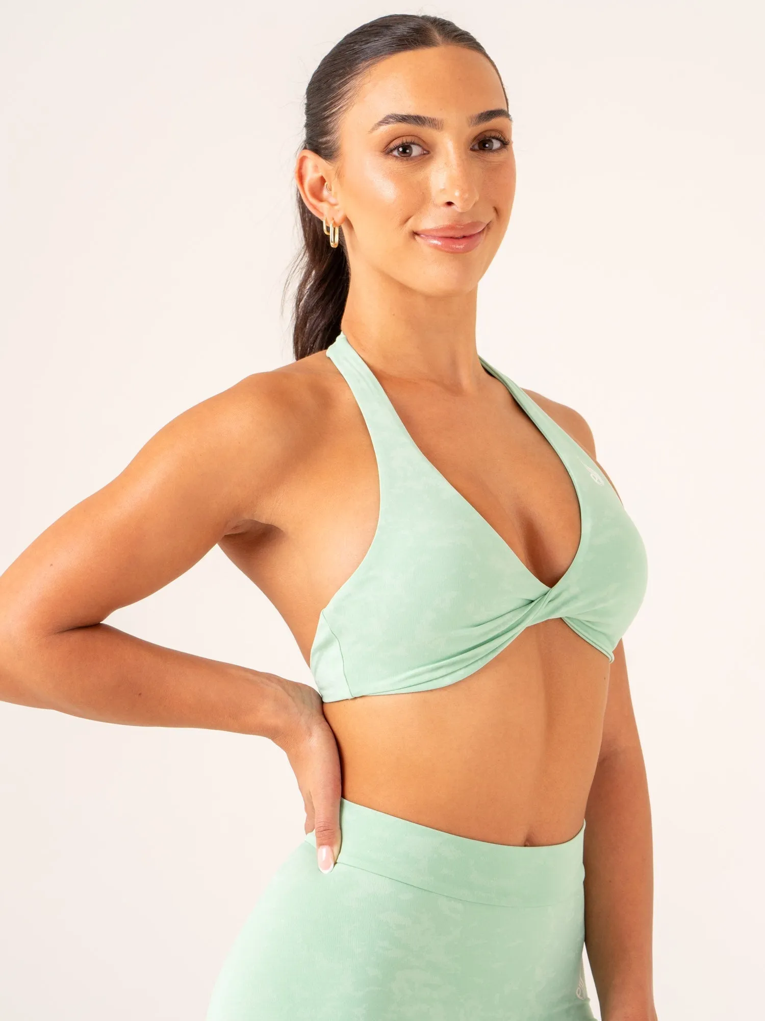 NKD Stonewash Halter Sports Bra - Mint Stonewash sold by Ryderwear product image thumbnail 2