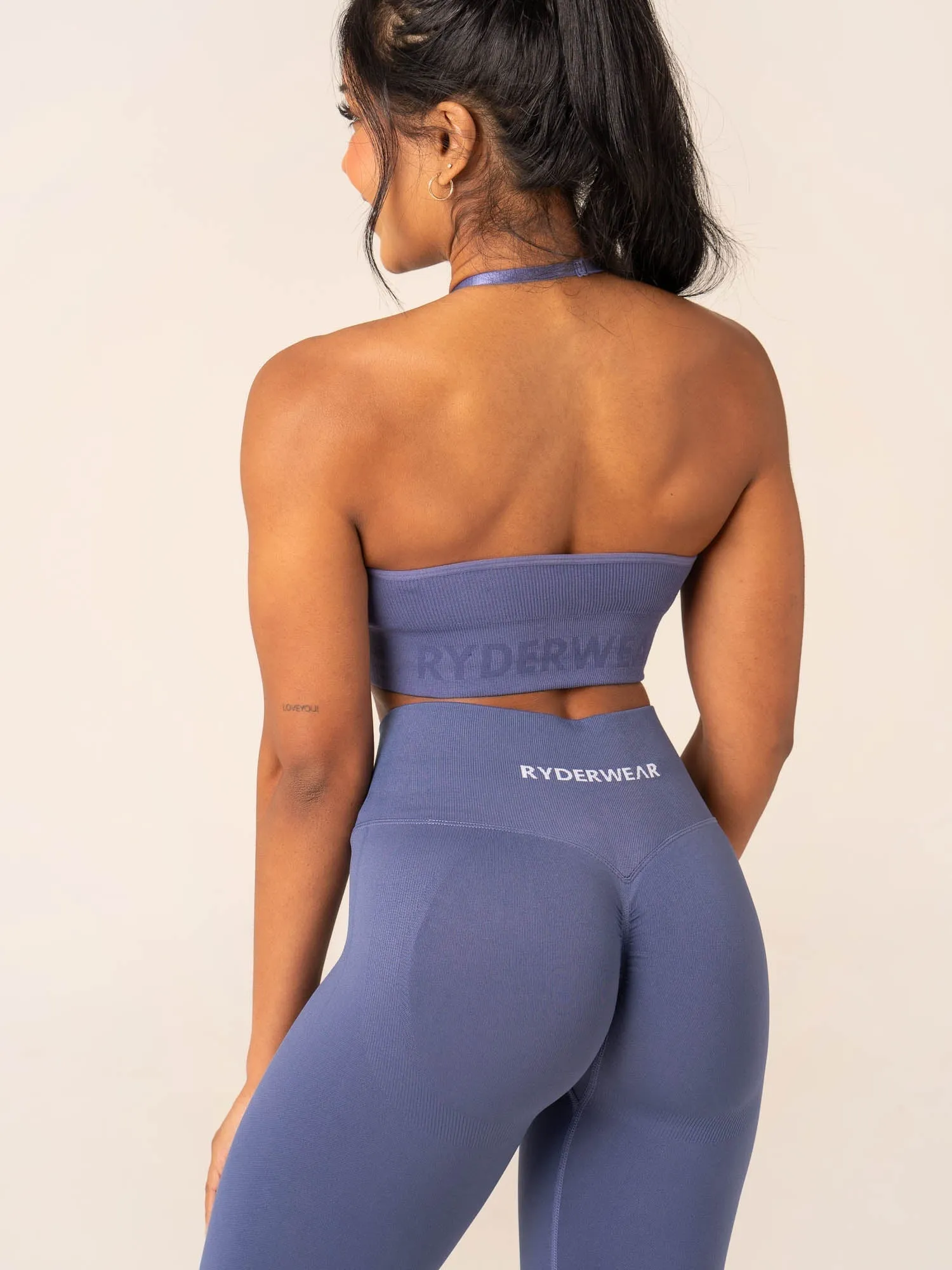 Lift Rib Seamless Halter Sports Bra - Denim Blue sold by Ryderwear product image thumbnail 4