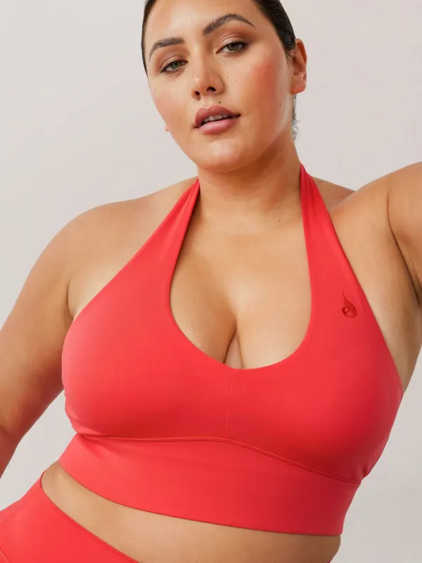 NKD Arch Halter Sports Bra - Red sold by Ryderwear