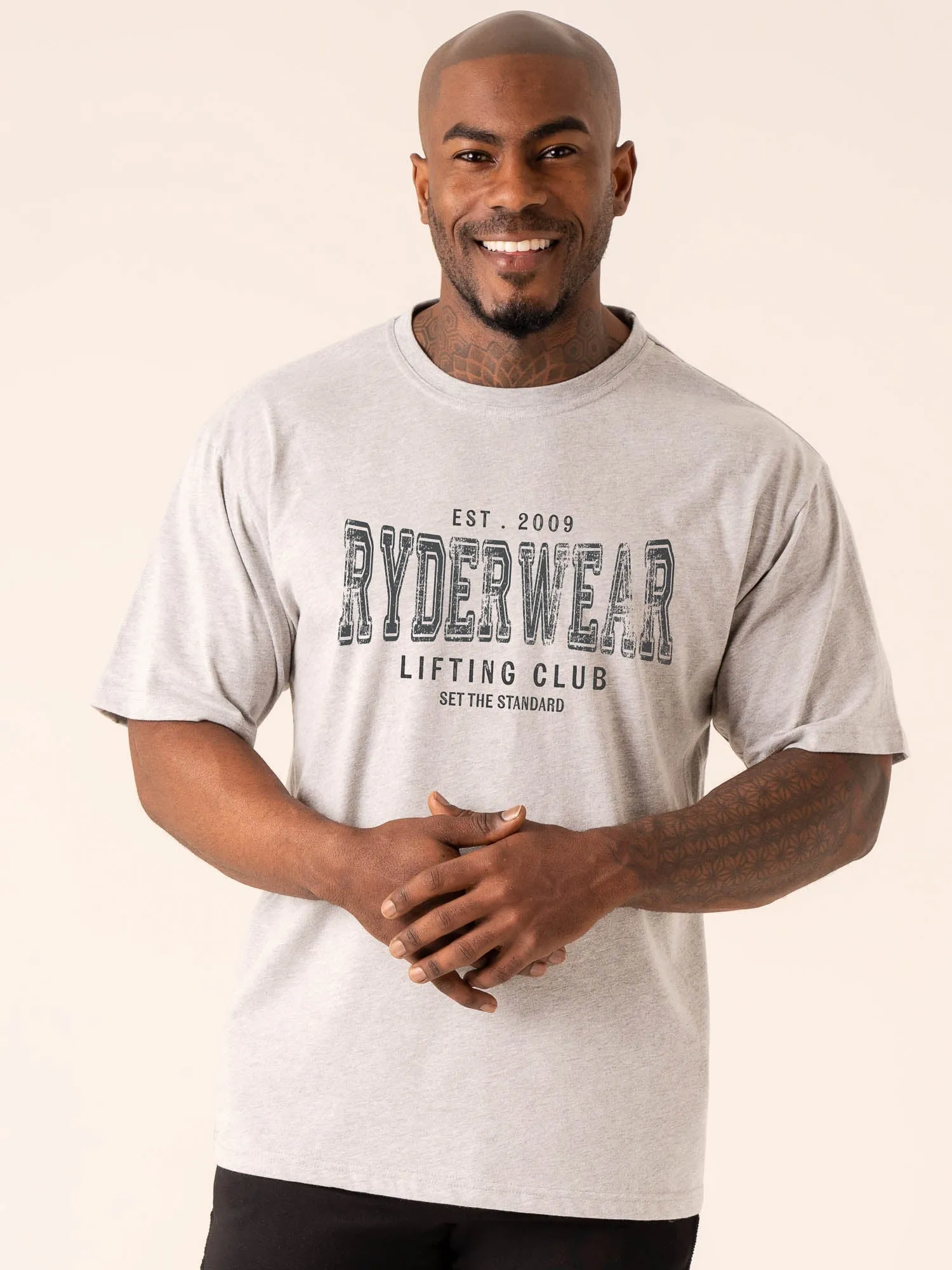 Grit Oversized T-Shirt - Snow Marl/Charcoal sold by Ryderwear