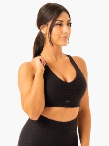 Optic V-Neck Sports Bra - Black sold by Ryderwear