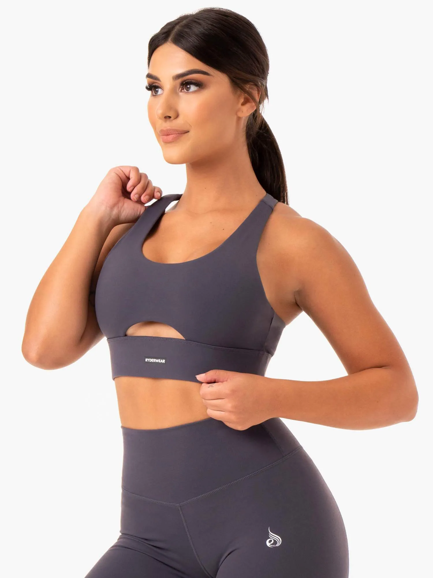 Base Racer Back Sports Bra - Charcoal sold by Ryderwear product image thumbnail 3