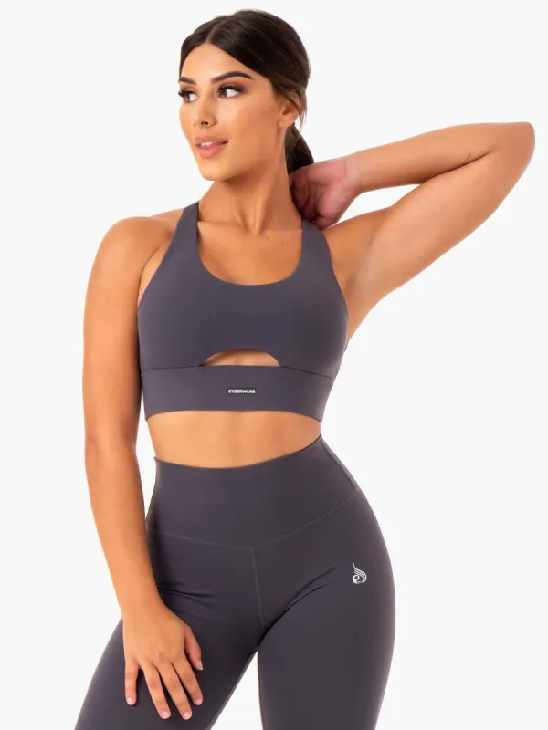 Base Racer Back Sports Bra - Charcoal sold by Ryderwear