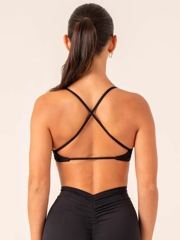 NKD Twist Sports Bra - Black sold by Ryderwear