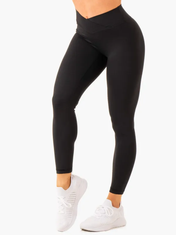 NKD Cross Over Leggings - Black sold by Ryderwear